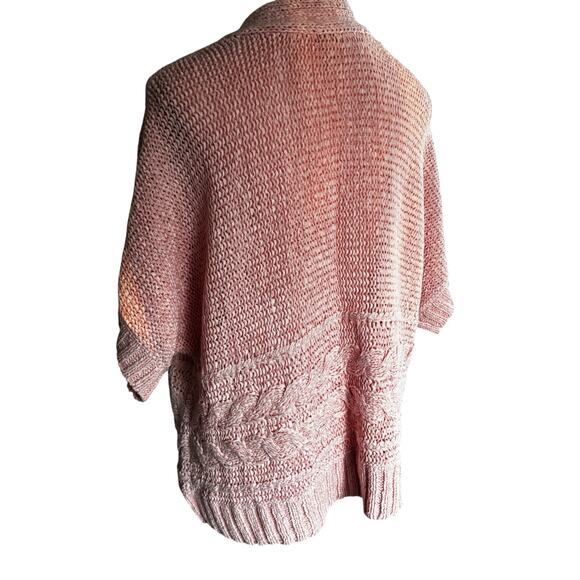 Chico's Cardigan Womens Size 2 Large Open Knit Short Dolman Sleeve Pink Sweater - Picture 8 of 11